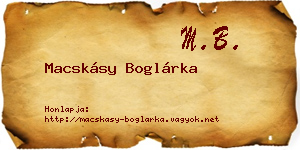 Macskásy Boglárka névjegykártya